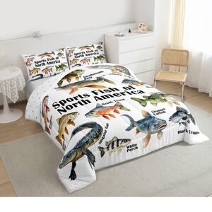 New Full Comforter Set - Sports Fish of North America Bedding Set pillow covers